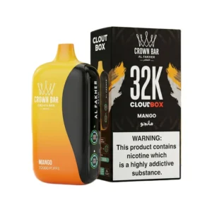 experience the al fakher crown bar cloud box 32k mango. 32,000 puffs of elite dtl performance with smart display.